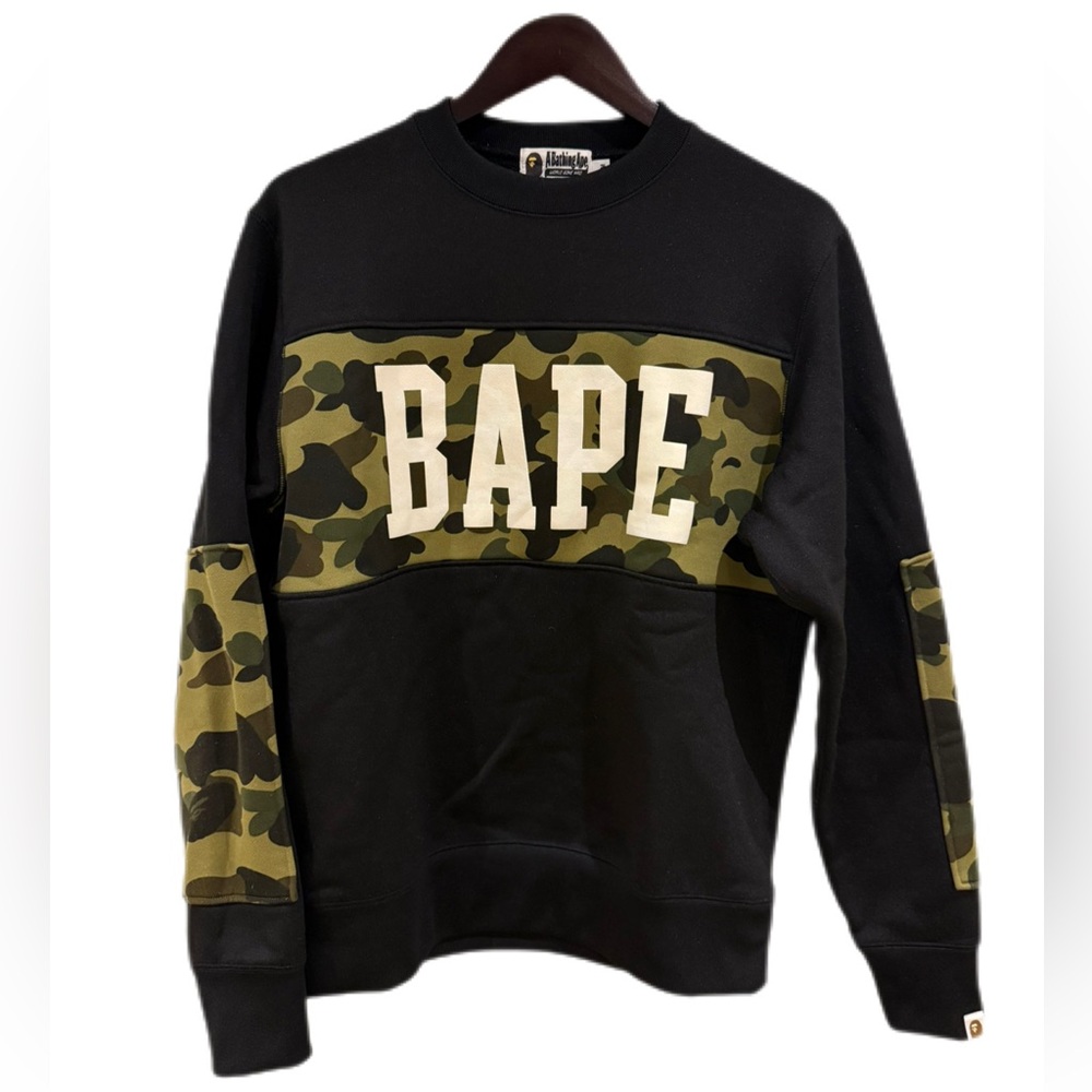 BAPE Black and Green Camo Crewneck Sweater